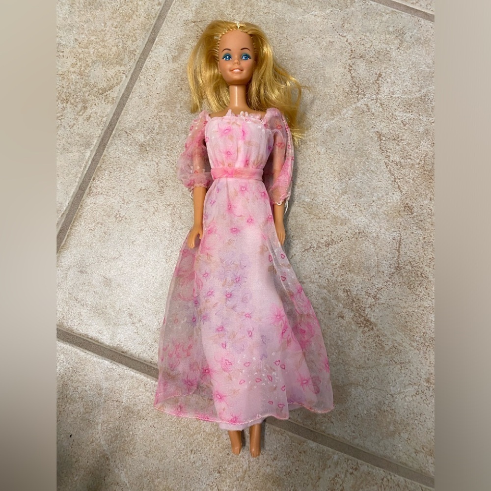 Vintage Antique 1966 Barbie Doll Mattel Blonde hair Blue Eyes With Dress